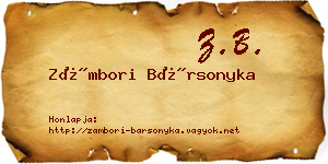 Zámbori Bársonyka névjegykártya